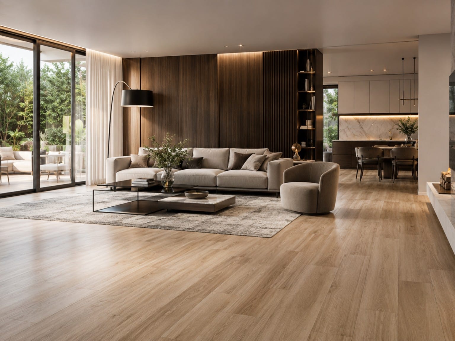 Sala con piso laminado
