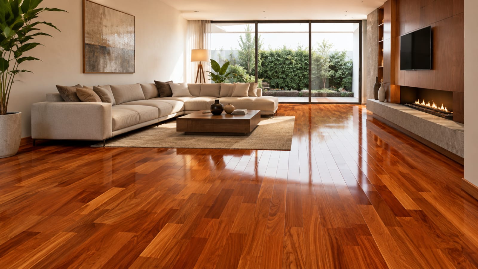 Sala con piso de parquet